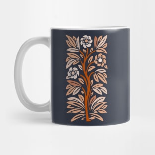 Vintage Stencil Rosebush Flowering Tree Brown Mug